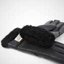 YISEVEN Women's Winter Sheepskin Shearling Leather Gloves Wool Cuffs (Black, L)