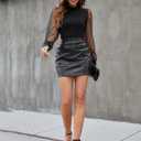 Blooming Jelly Womens Mock Neck Tops Keyhole Dressy Casual Blouses Polka Dot Long Sleeve Fall Outfits 2026 (Black)