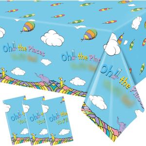 HigzYovn 3Pcs Oh The Places You Go Decorations Tablecloth Graduation Tablecloth for Oh The Places You Will Go Decorations Kindergarten Graduation Decorations