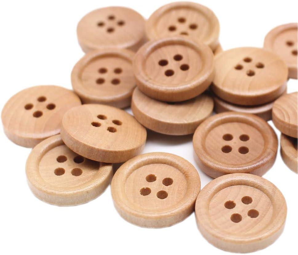YaHoGa 50pcs 15mm (About 3/5 inch) Wood Buttons Small Natural Wooden Buttons for Sewing Sweater Crafts Bulk