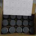 LANDNEOO 15 Pack 2 oz Glass Shot Mini Bottles w/Black Lids & 15 Labels - Small Clear Jar for Ginger, Wellness Shot, Juice, Sample, Whiskey - Travel Essentials - Wide Mouth, Leakproof, Dishwasher Safe