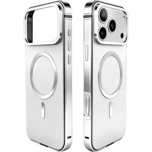 Metal Magnetic Case for iPhone 17 Pro Max [Compatible with MagSafe] Slim Aluminum Bumper Anti-Scratch Lining, Original Metal Texture Military Shockproof Cover (Silver, for iPhone17 ProMax)