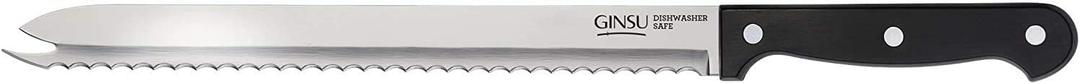 GINSU Kiso 8-Inch Serrated Chefs Knife - Stainless Steel Blade, Easy to Clean, Modern Design with Comfort Handle, Comfortable and Safe for All Your Kitchen Needs