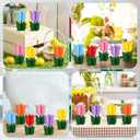 Yuntau 6pcs Spring Tulips Wood Signs Rustic Farmhouse Tulip Flowers Table Decoration Retro Tulip Table Centerpiece Tiered Tray Decor Multicolor Tulips Floral Block Tabletop Signs Home Decor(Vibrant)