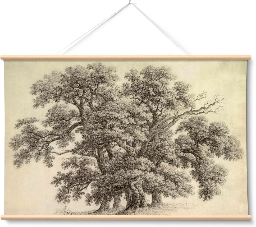 HUARCEY Extra Large Canvas Wall Art 36x54 Inch Vintage Tree Scroll Wall Art
