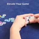 Mahjong Mat, Mahjong Table Mat with Prints & Extra Dice, for Poker, Card, Mahjong, Dominoes Games (Blue, 31.5 inches)