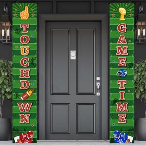 2 Pcs Football Party Porch Banner, 71'' x 12'' Super Rugby Bowl Porch Sign Banner Set Sport Front Door Banner for Super Football Birthday Party Decorations Supplies