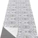 Yoga Mat Towel with Corner Pockets, Grey Boho Microfiber Hot Yoga Mat Towel for Women & Men, Modern Geometric Abstract Art Non Slip Yoga Towel for Pilates, Fitness, 26"x70" (White)