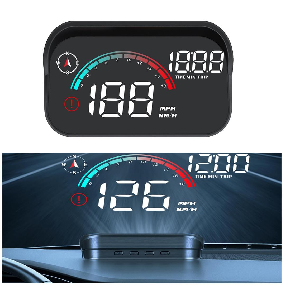 Windshield GPS Speedometer Head Up Display,HUD 3.5 Inches Digital GPS Speedometer Smart Gauge Overspeed,Compass, Mileage for Most Car Vehicles