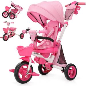 JMMD 8-in-1 Toddler Tricycle with Push Handle, Trike Stroller for Ages 1-5, Medium