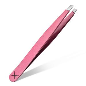Luxe Precision Slant Tip Eyebrow Tweezers – Professional Surgical Grade Stainless Steel Tweezer in Multiple Colors, Aligned Sharp Tips for Brow Shaping & Facial Hair Removal (Rosy Nebula)
