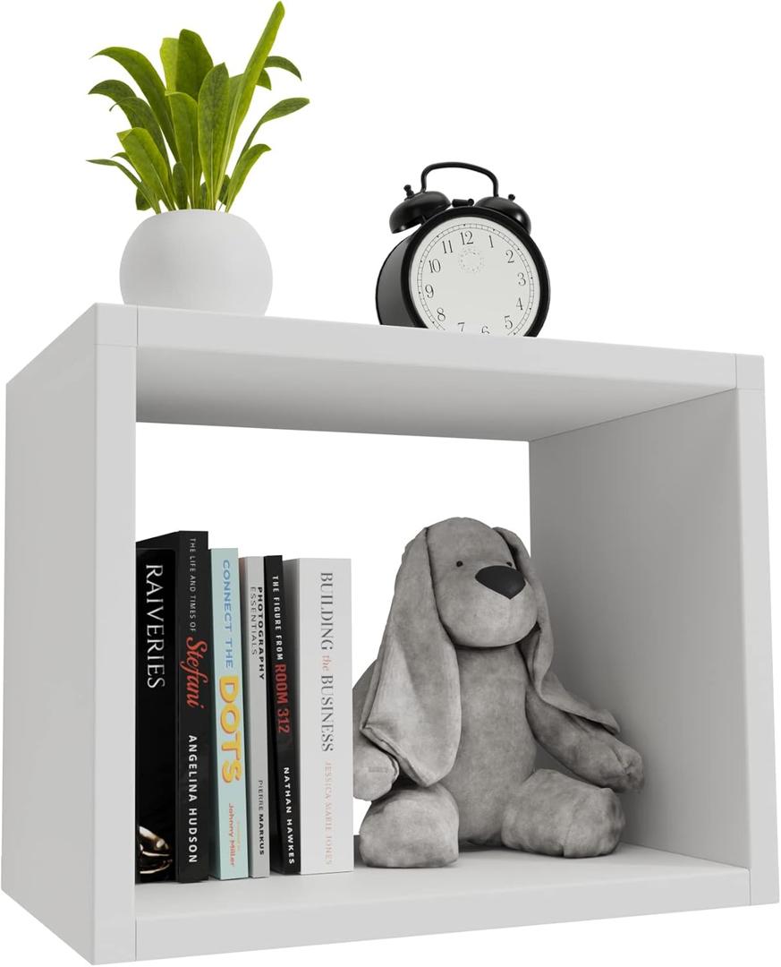 Floating Wall Cube Shelves,Deep in 9" 45 Large White Box Shelf for Wall Storage,Floating Bookshelf,Cubby Storage Organizer for Bedroom,Bathroom, Living Room, Kitchen,Office(White)