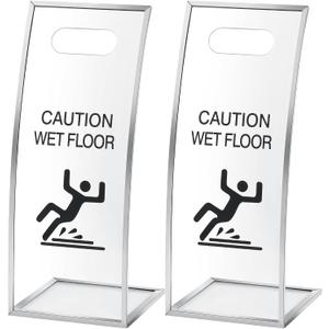 2 Packs Caution Wet Floor Signs 24 Inch Clear Acrylic Safety Warning Wet Floor Signs Windproof Safety Warning for Commercial Use Hotels High End Exhibition Halls Market Offices Pool