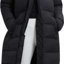 IUK Women's 800FP Long Down Puffer Coat with Cinched Waist, Water-Resistant Winter Jacket with Removable Hood for Outdoor, Size S US