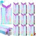 Chinco 24 Pieces Mermaid Gift Bags Party Favors Goodie Candy Treat Bags with Handle Mermaid Party Supplies for Girls Birthday Baby Shower Little Decorations