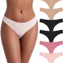 Jo & Bette Cotton Thongs for Women - 6 or 12 Pack Panties - Thongs Underwear Women Breathable No show Seamless, Medium