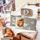 GAGEC Thanksgiving Pillow Covers 18x18 Inch Set of 4 Pumpkins Turkey Throw Pillowcase Thanksgiving Day Fall Autumn Pillowcase for Sofa Couch