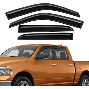 Rain Guards Fit for Dodge Ram 1500 Crew Cab 2009-2018 Black 4 PCS