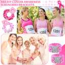 Hoteam 24 Sets Christmas Polymer Clay Beaded Stretch Bracelets Xmas Soft Red Green Hair Scrunchies Friendship Bead Bracelets Velvet Scrunchies for Party Supplies Decorations(Breast Cancer Awareness)