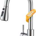 Hiqufet Kitchen Faucet with Pull Down Sprayer, Single Handle High Arc Kitchen Sink Faucet, Lead-Free Stainless Steel Modern Rv Bar Sink Faucets (Brushed Nickel)