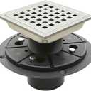 4" Square Shower Floor Drain with Flange,Quadrato Pattern Grate Removable,Food-Grade SUS 304 Stainless Steel,Watermark&CUPC Certified,Brushed (Brushed Nickel, 4 Inch)