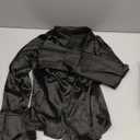 Women's Satin V-Neck Blouse Long Sleeve Button Down Shirt Business Casual Loose Fit Work Top (X-Large, Black)