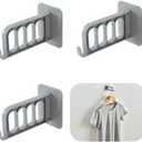 4pc 4-Hole Clothes Hanger Rack, Multifunctional Folding Clothes Hanger Hanging Rack, Punch Free Clothes Rack Hook, Wall Mounted Hanger Storage Rack, Space Saving(Grey)