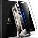 UNBREAKcable 2PCS Screen Protector for iPhone 15 Pro Max - 1 Privacy Tempered Glass+1 Clear Glass Double Shatterproof [Installation Frame] [9H Hardness] [Case Friendly] Anti-Scratch iPhone 6.7 inch