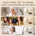 Vanity Mirror with Lights, 22"17" LED Makeup Mirror | Smart Touch Control, Dimmable 3-Color Modes, Memory Function, 10X Magnifying Mirror, for Desk, Bedroom, Dressing