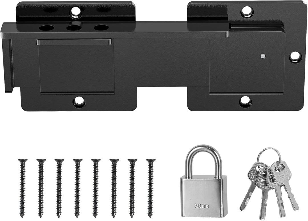 7.5" Flip Latch Outdoor Gate Latch Lock 4mm Heavy Duty with Adjustable Padlock Holes and Stainless Steel Lock for Wooden Fence, Barn Door, Shed Door, Grage, Yard