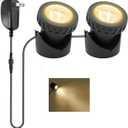 Warm White Pond Lights, 2500K Underwater Pond Light IP68 Waterproof Submersible Fountain Lights for Pond Fountain Waterfall - 2 Lights