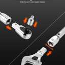 VEVOR Adjustable Torque Wrench 1/2 Inch Drive, 20-160Ft.lb/27.1-216.8Nm, 38MM Open End, 3/8 Inch Drive Torque Wrench with Interchangeable Jaw & Ratchet Head for HVAC, Car, Moto, Narrow Pipeline
