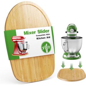 GuanQiao Food-Grade Bamboo Slider for KitchenAid 4.5-5 Qt Tilt Head Stand Mixer, Appliance Sliding Mat for Kitchenaid Artisan, Kitchen Countertop Storage Accessories Mixer Moving Tray Attachments
