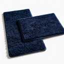 Non Slip Washable 2 Piece Extra Absorbent Shaggy Chenille Bathroom Rugs and Mats Sets, Soft & Dry Bath Rug/Mat Sets for Bathroom Washable Carpets Set Navy Blue Blue