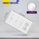ENERLITES Combination Triple Toggle/Single Duplex Receptacle Outlet Wall Plate, Standard Size 4-Gang Light Switch Cover (4.50" x 8.19"), Polycarbonate Thermoplastic, UL Listed, 881321-W, White