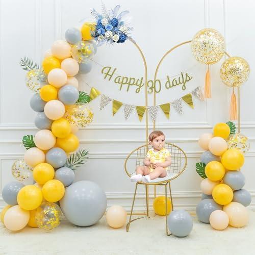 Romantic Garden Wedding Arch Backdrop Stand Set of 2(7.2FT,6.6FT), Gold Flower,Balloon Metal Arch Stand for Party,Birthday, Baby Shower,Festivals and Garden Decor, Indoor/Outdoor Balloom Arch Frame
