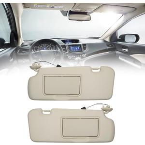 Dasbecan A Pair Sun Visor Compatible with 2012-2016 Honda CR-V Driver/Passenger Side Sunshade with Light Makeup Mirror Replace# 83280-T0A-H11ZA 83280-T0A-H11ZB(Beige) (Left&Right)