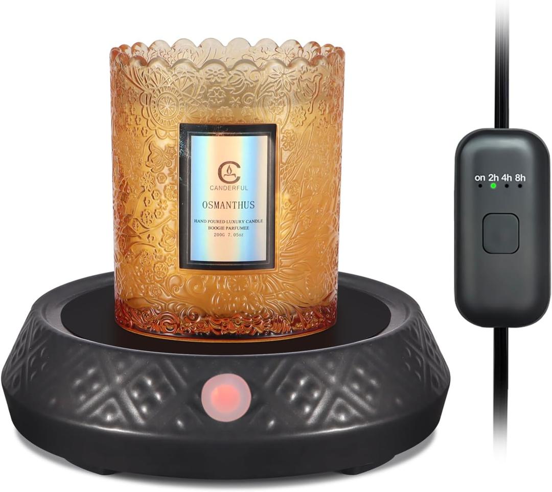 Candle Warmer with Timer Coffee Mug Heat Auto Off Function for Bedroom Study Living Room Kitchen Office Black Ceramic Electric Wax Melt Warmer Fits Yankee Jar Scented Candle Safe Release of Scent (05-Black)