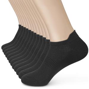 Women's Ankle Cotton Socks - Low Cut Athletic Running Soft Thin No Show White Socks With Tab 6 Pairs (5-7)