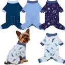 4 Pack Dog Pajamas Pet Costumes Dog Jammies Onesies Sweatshirt Adjustable Breathable Stretchy Clothes for Puppy Small Medium Large Dogs Girls Boys,S