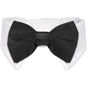 Cat Tuxedo, KOOLMOX Black Cat Bow Tie Sewed with Handcrafted Adjustable White Collar for Formal Pet, Male Cat Collar for Small Puppy Boy Dog Collars Cats Wedding Outfit Birthday Gift Dog Bows