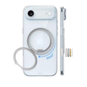 TORRAS 360 Magnetic Stand for iPhone Air Case, [Fit for MagSafe] [MilitaryGrade Protection] Slim Case for iPhone 17 Air, 2025, Clear, Ostand O3 Fitness Series