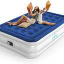 iDOO Air Mattress Full with Built in Pump, Blow up Mattress Full, Inflatable Mattress for Camping, Guest, Home, 3 Mins Inflation, Comfort Colchones Inflables, Air Bed (Blue)