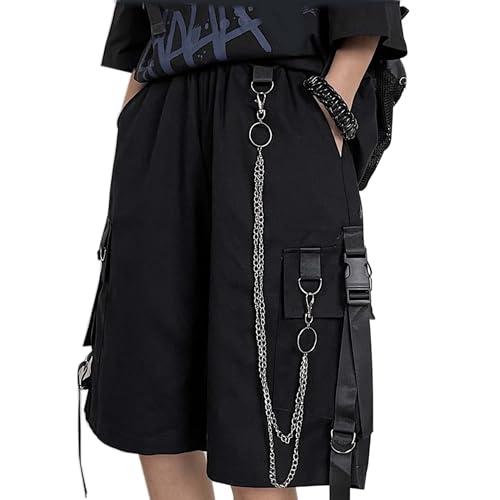 MEINVQIAOTI Black Cargo Pants for Women Street Harajuku Loose Straight Shorts Black Pants  M