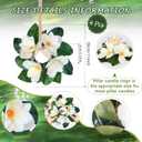 4 Pcs Magnolia Candle Rings Wreaths Artificial Floral Wreath with Green Leaves All Seasons White Magnolia Wreath for Wedding Centerpieces Table Decoration