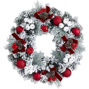 Christmas Wreath Decoration Decorative Wall Hanging Rustic Ornament Garland Xmas Wreath for Party Window Home Farmhouse Patio, 40cm