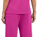 WIHOLL Two Piece Sets for Women Summer Spring Travel Vacation Outfits Short Sleeve Lounge Sets Side Slit Wide Leg Pants (Pink, L)