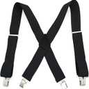 Men Braces Suspenders - Man's Braces 4 Clips Leather Suspenders,X Shape Elasticity Adjustable Strong Clips Casual Suspensori (Black)