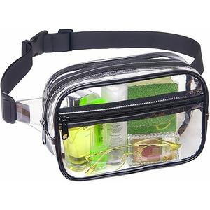 Clear Fanny Pack, Clear Belt Bag Transparent Waist Bag Lightweight Large Capacity for Travel Sports Outdoor, 6 Pack