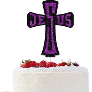 Jesus Cross Cake Topper, He is Risen, Jesus Easter Party Decor, Religious Holiday Cake Decorations, Spring Easter Festival Party Decorations Glitter